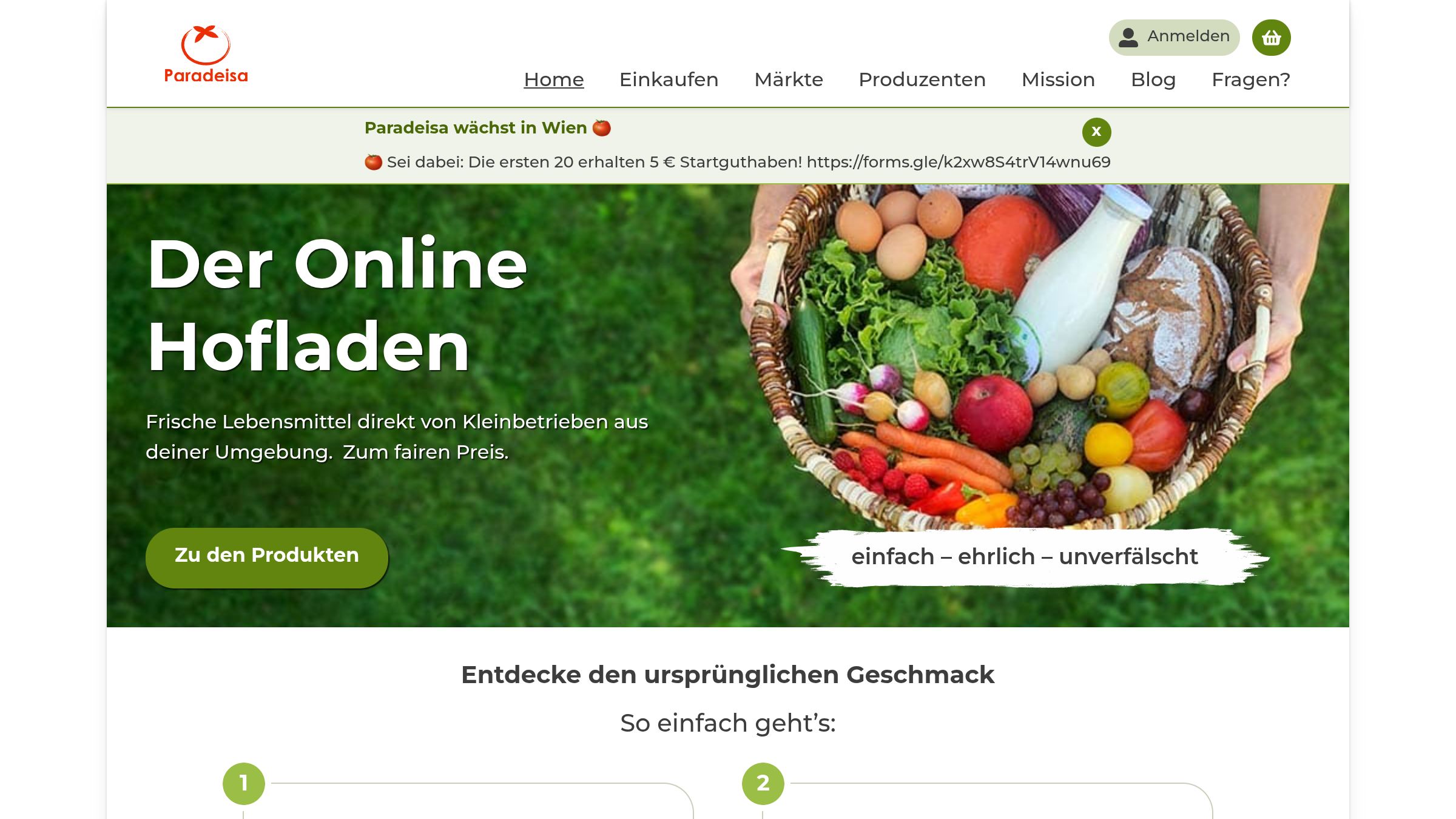 Website-Vorschau von Paradeisa Sooß