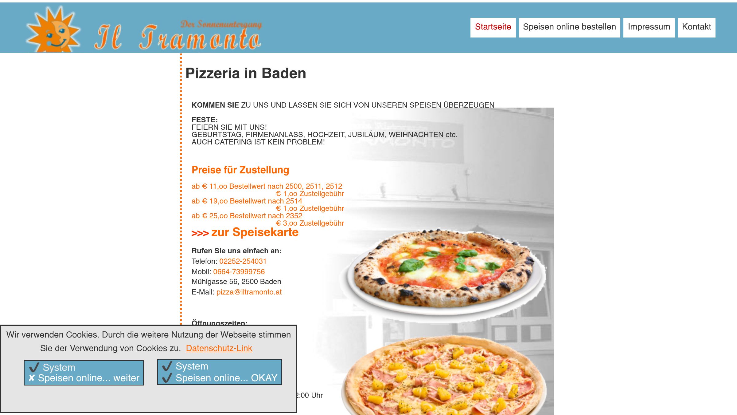 Website-Vorschau von Pizzeria Ristorante Il Tramonto
