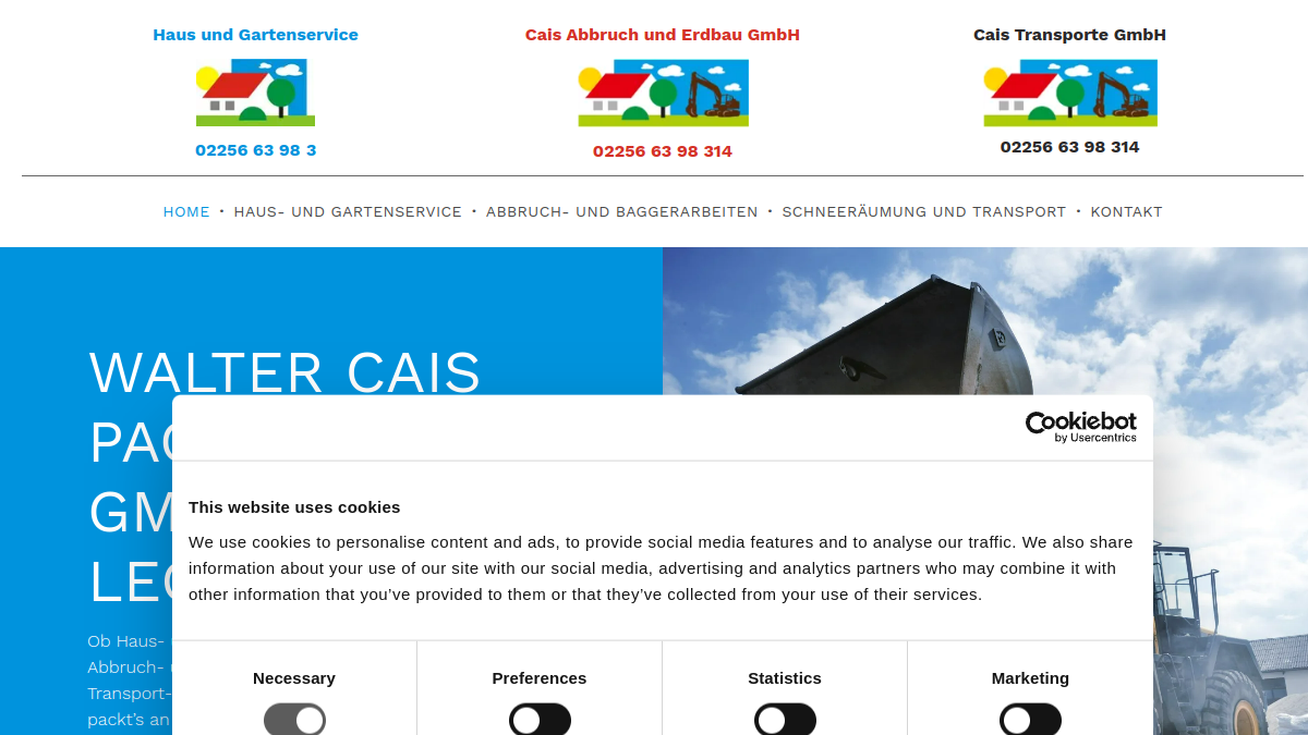 Website-Vorschau von Walter Cais packt's an GmbH